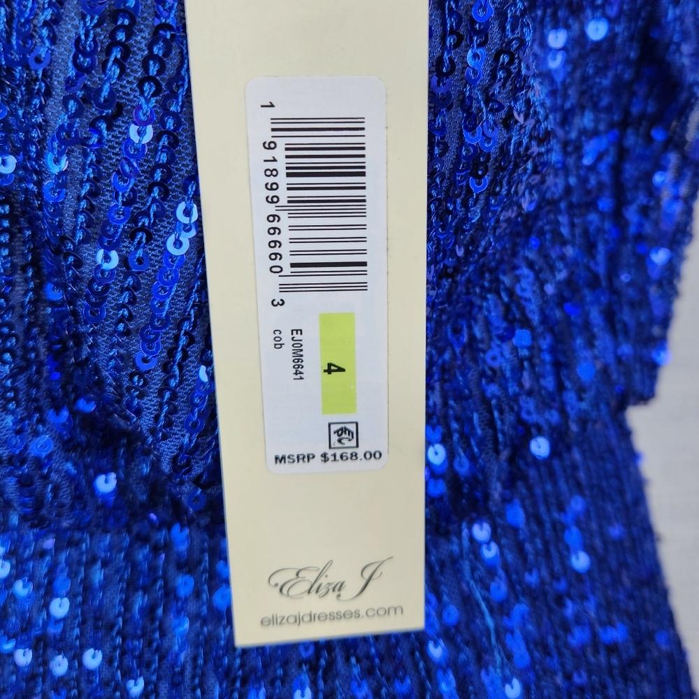 Eliza J Blue Sequin Halter Midi Dress - Picture 5 of 9